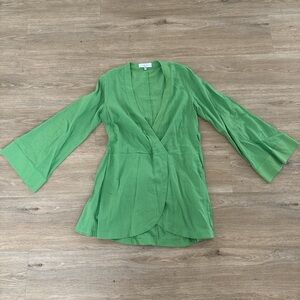 L'Academie Lime Green Bell Sleeve Dress With Tie In Back M